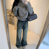 ワンポイントハーフジップニット