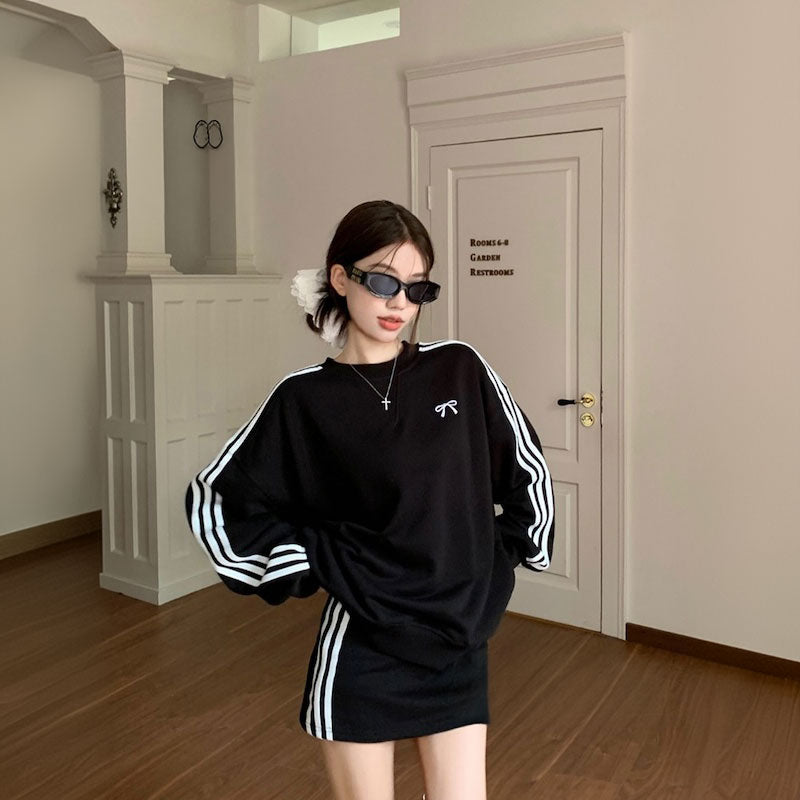 リボン刺繍トラックスウェット&スカートSET