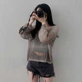 グラデーションルーズメッシュニット