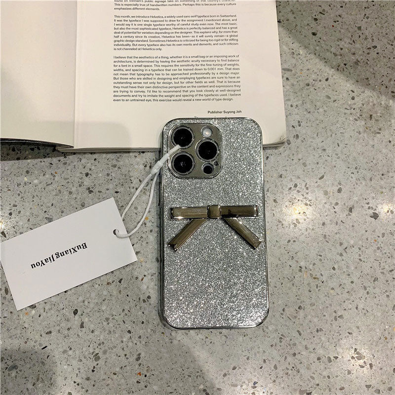 【iPhone17対応】メタリックリボンiPhoneケース