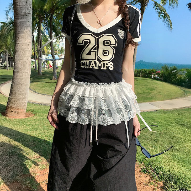 カラーティアードフリルレイヤードスカート