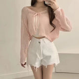 メッシュリボンボレロカーディガン