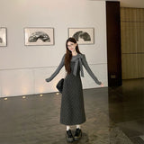 リボンネックニット&ドットワンピースSET