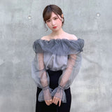 オフショルダーオーガンジートップス