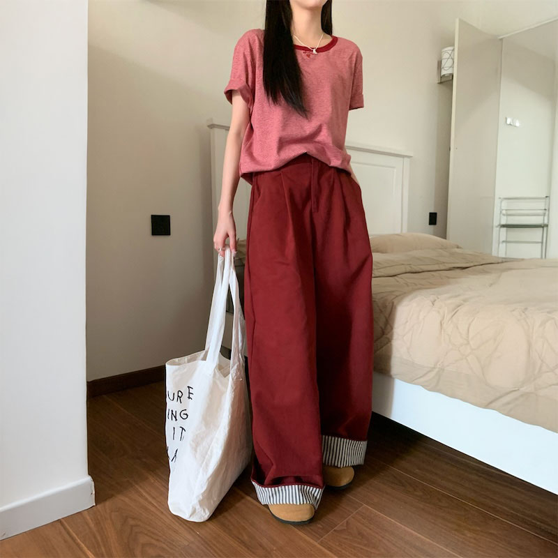 裏地ストライプカラーパンツ