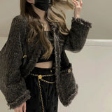 ノーカラーツイードジャケット