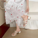 ビジューリボンミュールサンダル