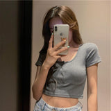 ボタンネックミニTシャツ