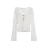 ブルーリボンスルーレースロンT