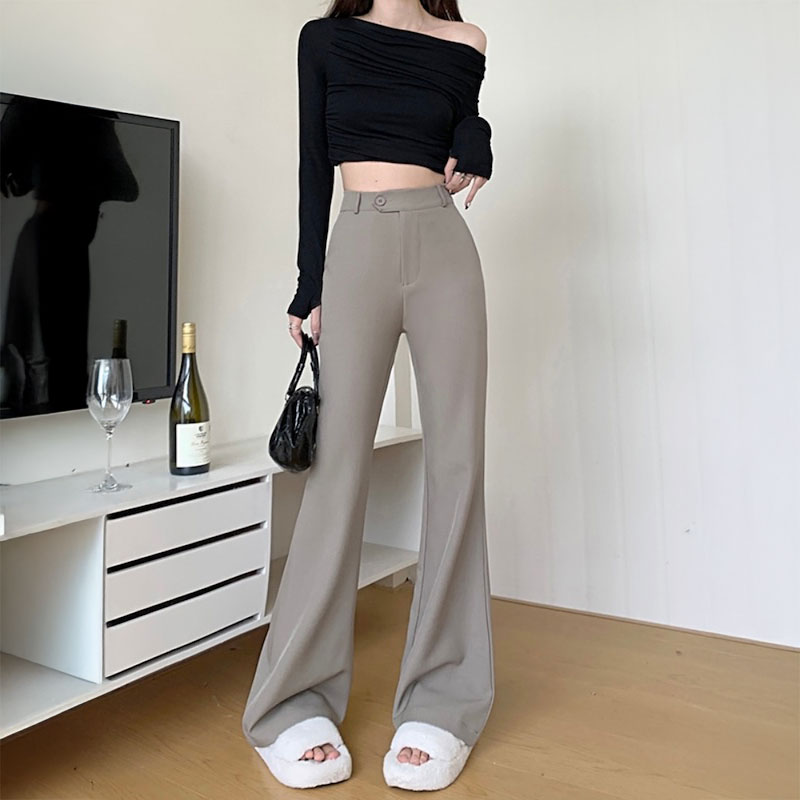 スリムハイウエストブーツカットパンツ