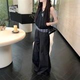 ウエストチェック折り返しワイドパンツ