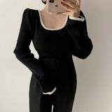 リンガーリブUネックニット