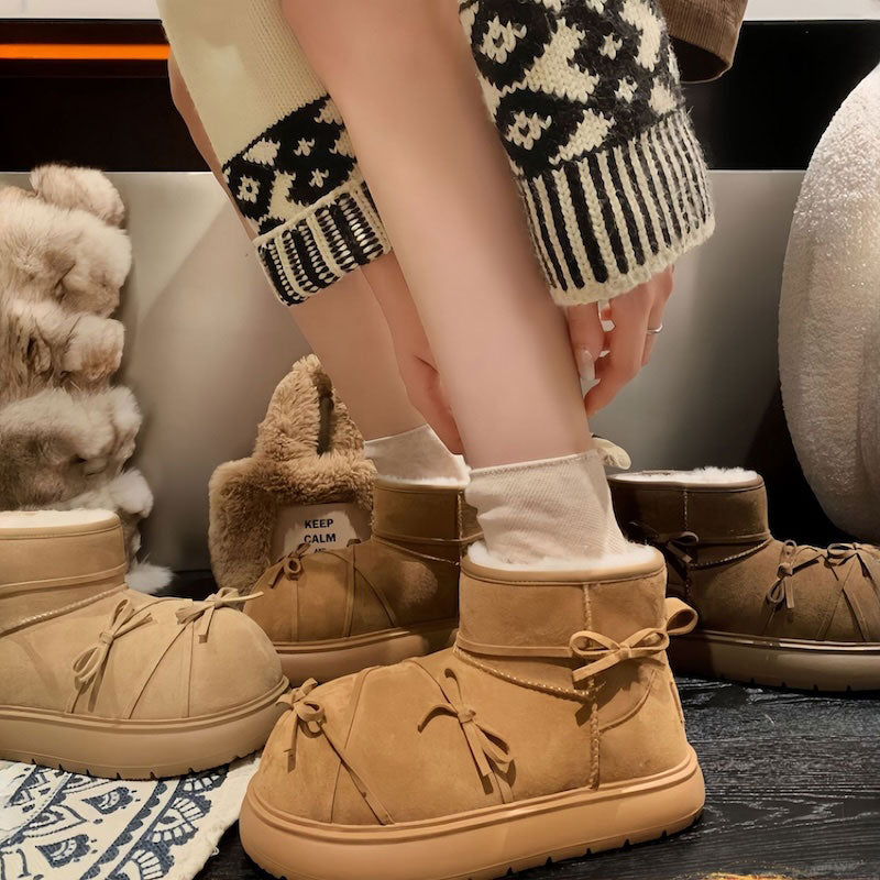 リボンクロスラインムートンブーツ