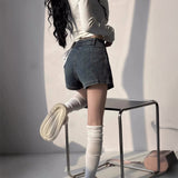 プリーツデニムスカートパンツ