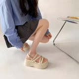 スリムクロスベルトハイソールサンダル