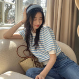 スカラップボーダーパフトップス