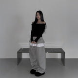 レイヤードフリルスウェットパンツ