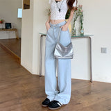 リボン刺繍ストレートデニム