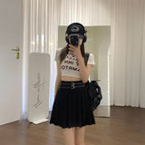 ダブルベルトミディアムプリーツスカート