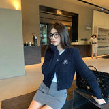 ロゴ刺繍ケーブルカーディガン