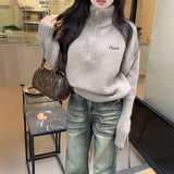 ワンポイントハーフジップニット