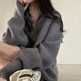 ハーフジップオーバーニット