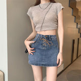 レースアップウエスタンデニムスカート