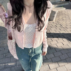 リブカーディガン&花柄キャミソールSET