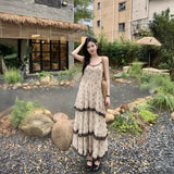 フラワーシフォンティアードワンピース