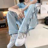 サイドレースアップスウェットデニム