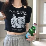 ワンサイドスリットクロップドTシャツ