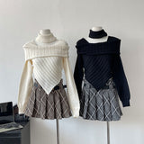 レディアシンメトリーリブニット