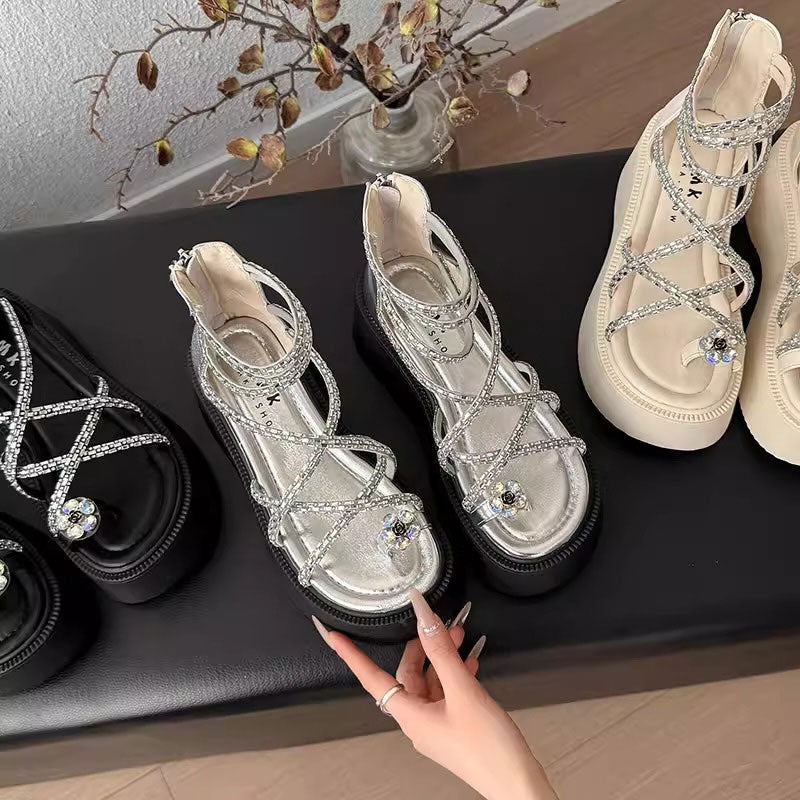 スパークリングクロスビジューサンダル