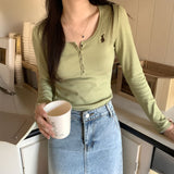 ボタンネックラビットロンT