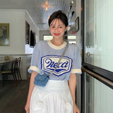 ブルーロゴメッシュサマーニット