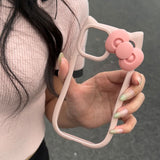 【iPhone17対応】ピンクリボンキャットiPhoneケース