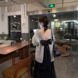 バックリボンモヘアニット