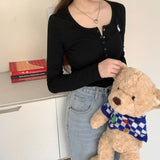 ボタンネックラビットロンT