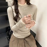 ハイネックレイヤードフリルロンT