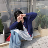 ハートボタンコントラストカーディガン