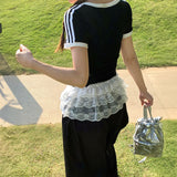 カラーティアードフリルレイヤードスカート