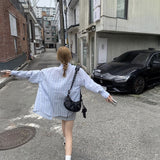 ブルーストライプリネンシャツ