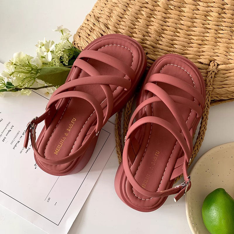 スリムクロスベルトハイソールサンダル