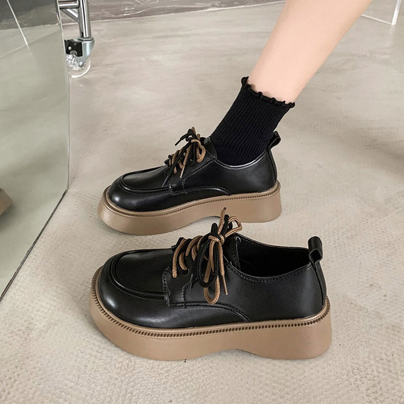 ダブルカラーストリングレザーシューズ