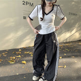 VネックトラックTシャツ&トラックパンツSET