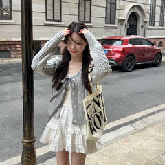 ケーブルリボンボレロカーディガン