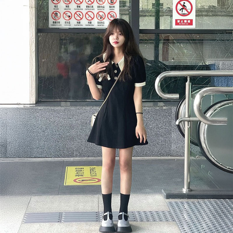 フレンチボタンレディワンピース