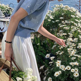 パールビジュー半袖ニット