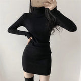 タートルネックリブワンピース