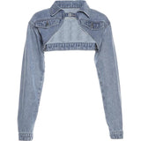 ワンボタンデニムショートボレロ